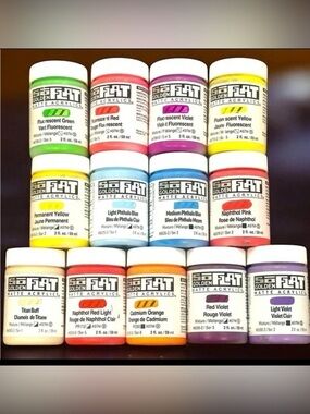 GOLDEN SoFlat Matte Acrylic Paint 13 Pc 2oz Artist Color Lot Fluorescent Brights